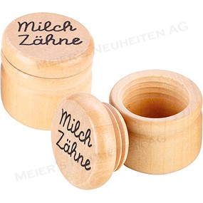 Werbeartikel Holz Milchzahndose